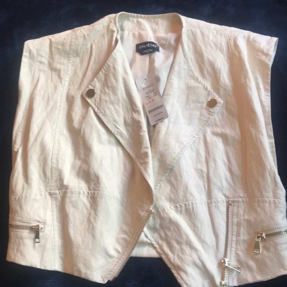NEW! White leather Bebe vest
